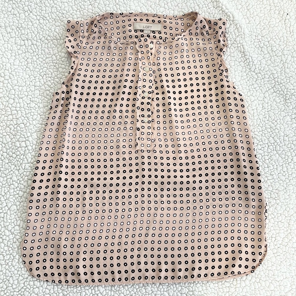 LOFT - Ruffle Sleeve Henley Blouse